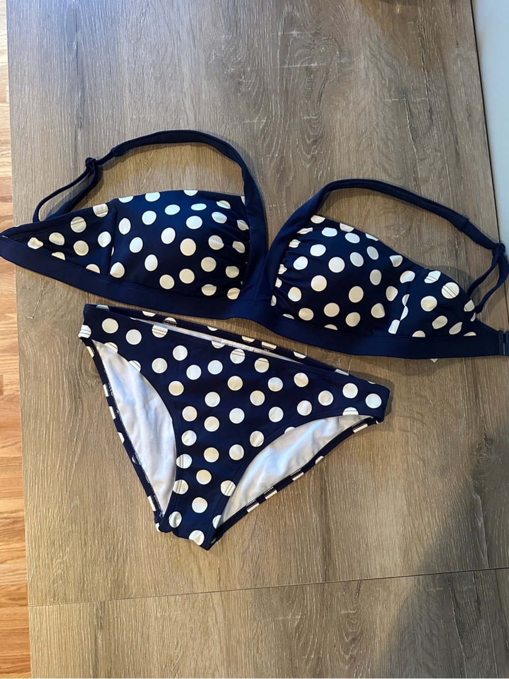 Boden Navy Blue and White Polka Dot Bikini